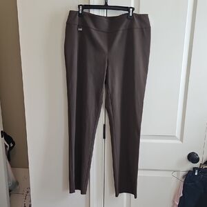 ladies sz 14 lisette l brown pull on pants tummy panel